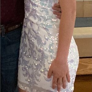 White and Purple Sequin Dress